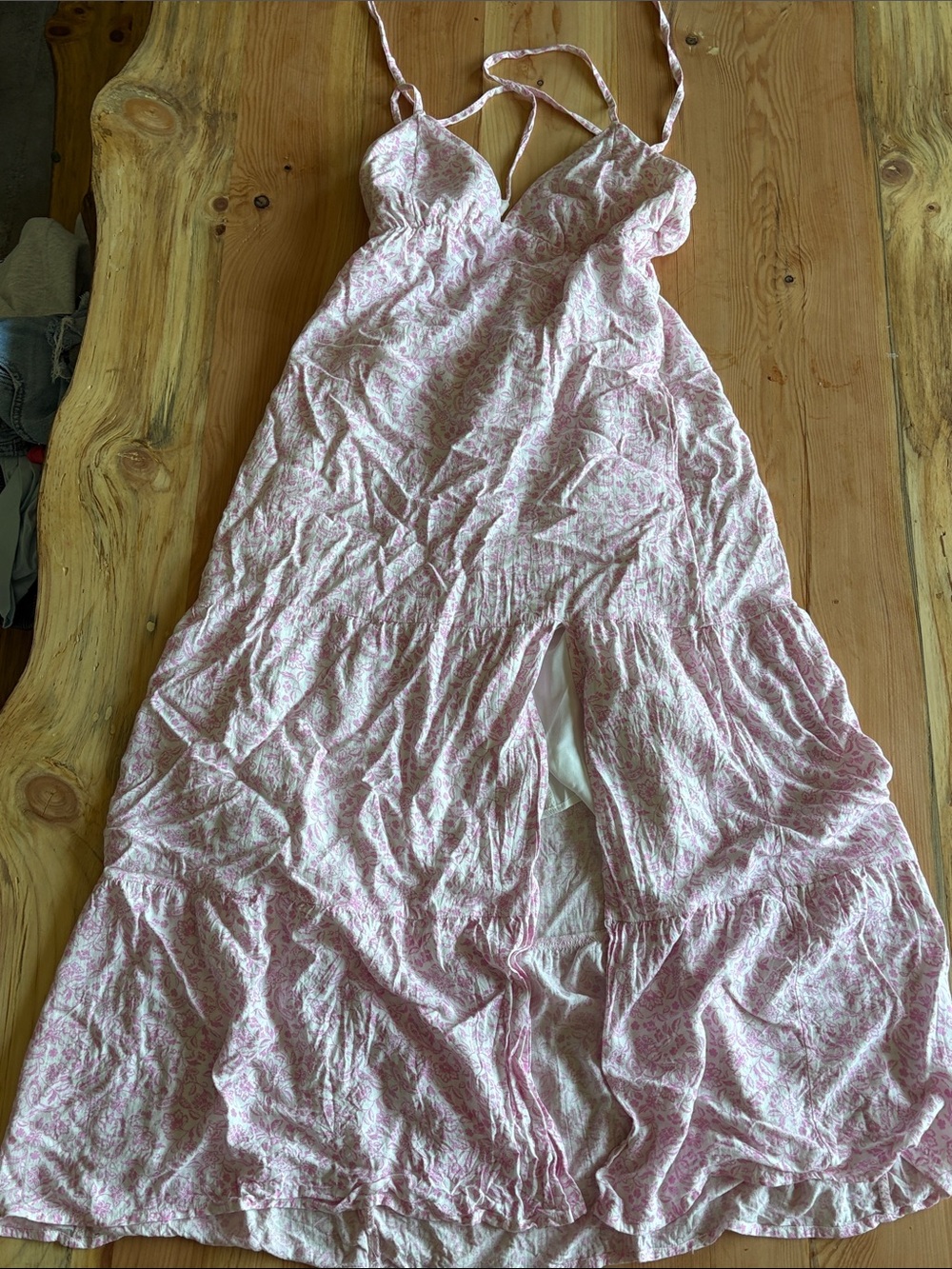 Hollister White Dress with Pink Floral Trim